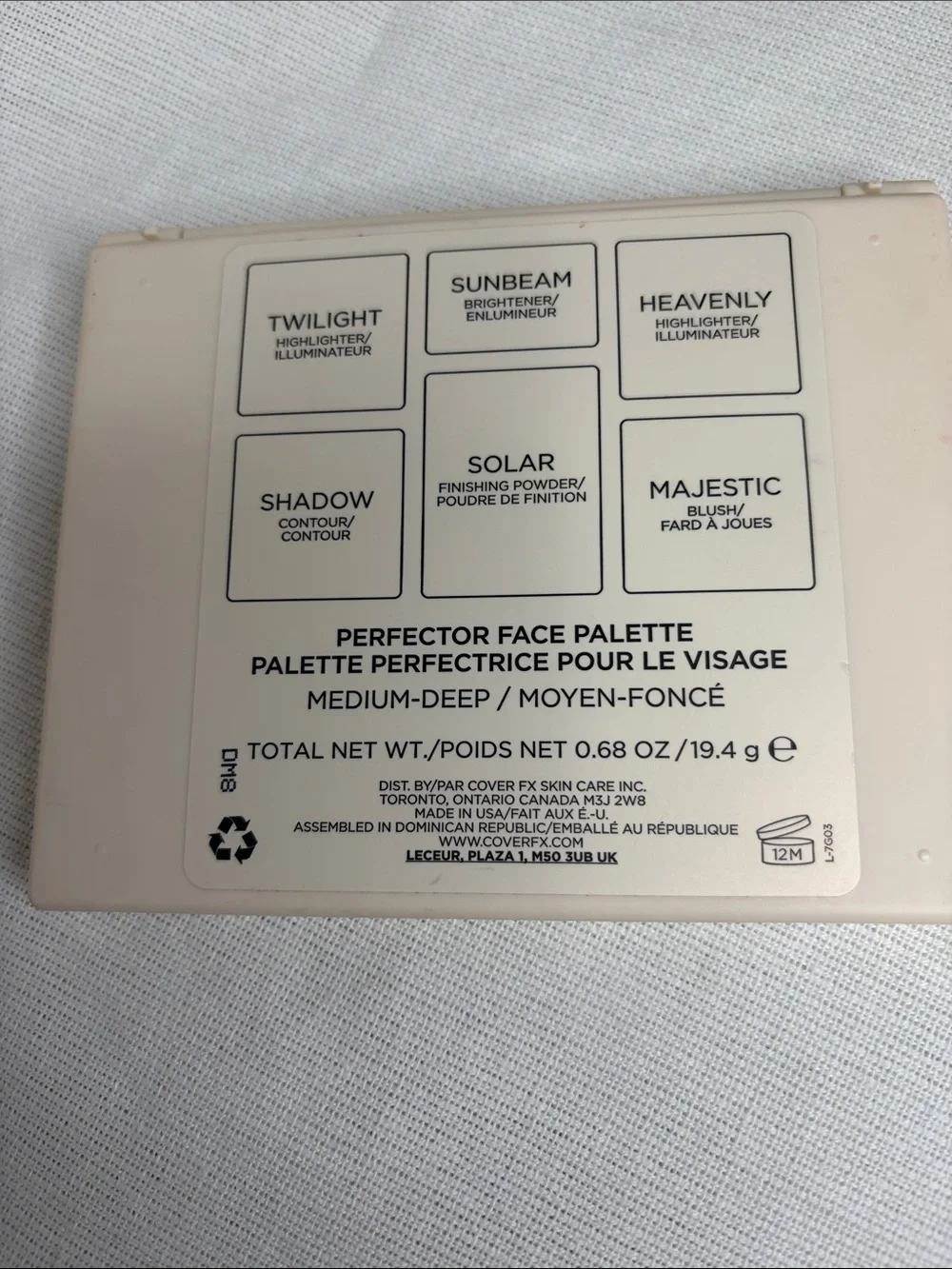 COVER FX Compact Bronzer Case in Pale Pink-Beige with Black Logo
